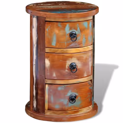 Reclaimed Solid Wood Round Cabinet with 3 Drawers Vintage Rustic Antique - Additional view 9