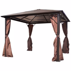 VidaXL Brown Aluminium Garden Gazebo With Curtains - 3m x 3m