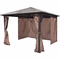 VidaXL Brown Aluminium Garden Gazebo With Curtains - 3m x 3m