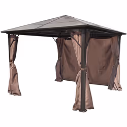 VidaXL Brown Aluminium Garden Gazebo With Curtains - 3m x 3m
