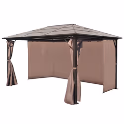 vidaXL Gazebo with Curtain Brown Aluminium 400x300cm Outdoor Marquee Pavilion