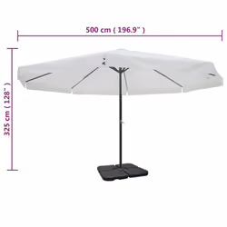 vidaXL Outdoor Umbrella with Portable Base White Aluminium Frame Patio Parasol - Additional view 3