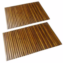 VidaXL Acacia Bath Mat, Brown, Monochromatic, Rectangular, Wood, 80 x 50 cm
