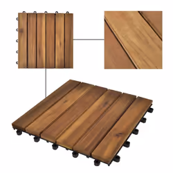 vidaXL 30x Decking Tiles Vertical Pattern 30x30cm Acacia Flooring Path Carpet