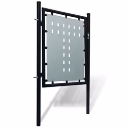 vidaXL Single Door Fence Gate 100x125cm Black Outdoor Garden Fencing Barrier