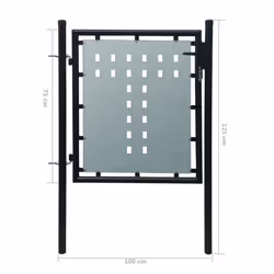 vidaXL Single Door Fence Gate 100x125cm Black Outdoor Garden Fencing Barrier - Additional view 5