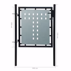 vidaXL Single Door Fence Gate 100x150cm Black Outdoor Garden Fencing Barrier - Additional view 5