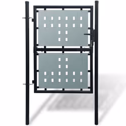 vidaXL Single Door Fence Gate 100x200cm Black Outdoor Garden Fencing Barrier