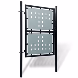 vidaXL Single Door Fence Gate 100x200cm Black Outdoor Garden Fencing Barrier