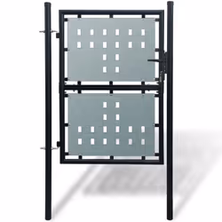 vidaXL Single Door 100x225cm Black Outdoor Garden Fencing Barrier Fence Gate