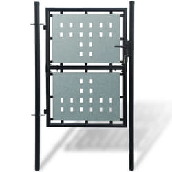 vidaXL Single Door 100x225cm Black Outdoor Garden Fencing Barrier Fence Gate