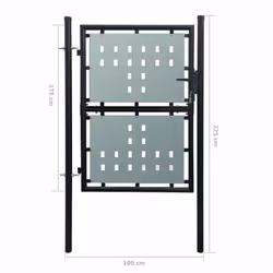 vidaXL Single Door 100x225cm Black Outdoor Garden Fencing Barrier Fence Gate - Additional view 4