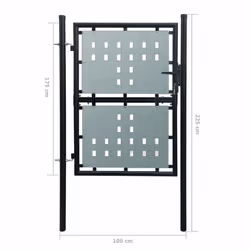 vidaXL Single Door 100x225cm Black Outdoor Garden Fencing Barrier Fence Gate - Additional view 8