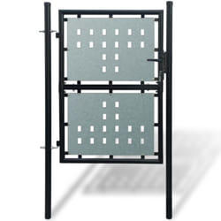 vidaXL Single Door Fence Gate 100x250cm Black Outdoor Garden Fencing Barrier