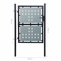 vidaXL Single Door Fence Gate 100x250cm Black Outdoor Garden Fencing Barrier - Additional view 5