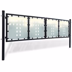 vidaXL Double Door Fence Gate 300x125cm Black Outdoor Garden Fencing Barrier