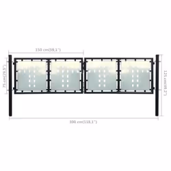 vidaXL Double Door Fence Gate 300x125cm Black Outdoor Garden Fencing Barrier - Additional view 5
