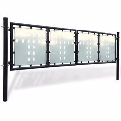 vidaXL Double Door Fence Gate 300x150cm Black with Lock Patio Barrier Entryway
