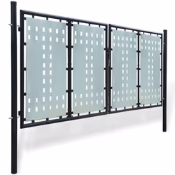 vidaXL Double Door Fence Gate 300x175cm Black with Lock Patio Barrier Entryway - Additional view 5