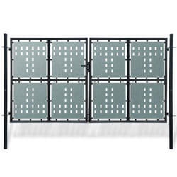 vidaXL Double Door Fence Gate 300x200cm Black Outdoor Garden Fencing Barrier