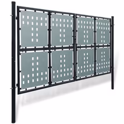 vidaXL Double Door Fence Gate 300x200cm Black Outdoor Garden Fencing Barrier