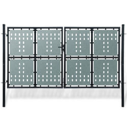 vidaXL Double Door 300x225cm Black Outdoor Garden Fencing Barrier Fence Gate