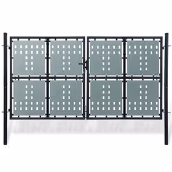 vidaXL Double Door Fence Gate 300x250cm Black Outdoor Garden Fencing Barrier