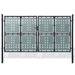 vidaXL Double Door Fence Gate 300x250cm Black Outdoor Garden Fencing Barrier