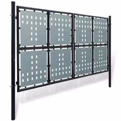 vidaXL Double Door Fence Gate 300x250cm Black Outdoor Garden Fencing Barrier