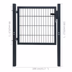 vidaXL 2D Metal Garden Fence Gate Wire Yard Mesh Single Door Anthracite Grey - Additional view 5
