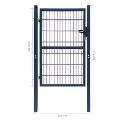 vidaXL Fence Gate Anthracite Grey Patio Outdoor Single Door Barrier Border - Additional view 7