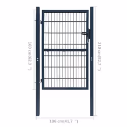 vidaXL 2D Metal Garden Fence Gate Yard Wire Mesh Single Door Anthracite Grey - Additional view 7