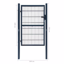 vidaXL 2D Metal Garden Fence Gate Yard Wire Mesh Single Door Anthracite Grey - Additional view 6