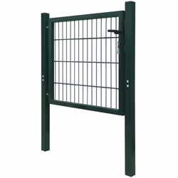 vidaXL 2D Metal Garden Fence Gate Yard Wire Mesh Single Door Green with Lock