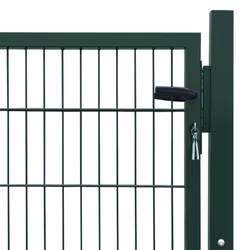 vidaXL 2D Metal Garden Fence Gate Yard Wire Mesh Single Door Green with Lock - Additional view 4
