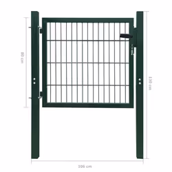vidaXL 2D Metal Garden Fence Gate Yard Wire Mesh Single Door Green with Lock - Additional view 6