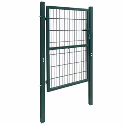 vidaXL 2D Metal Garden Fence Gate Yard Wire Mesh Single Door Green with Lock