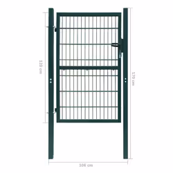 vidaXL 2D Metal Garden Fence Gate Yard Wire Mesh Single Door Green with Lock - Additional view 7