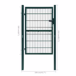 vidaXL 2D Metal Garden Fence Gate Yard Wire Mesh Single Door Green with Lock - Additional view 7