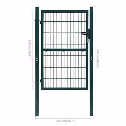vidaXL 2D Metal Garden Fence Gate Yard Wire Mesh Single Door Green with Lock - Additional view 7