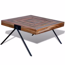 Coffee Table with V-shaped Legs Reclaimed Teak Handmade Furniture 80x80x43cm - Additional view 2