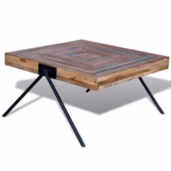 Coffee Table with V-shaped Legs Reclaimed Teak Handmade Furniture 80x80x43cm - Additional view 4