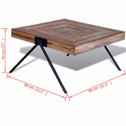 Coffee Table with V-shaped Legs Reclaimed Teak Handmade Furniture 80x80x43cm - Additional view 8