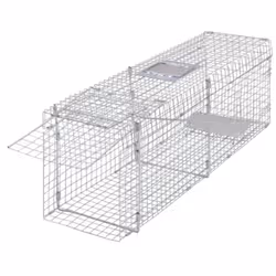 vidaXL Animal Trap Humane Rat Trap Cat Cage Trap Animal Cage Galvanised Iron - 100 cm