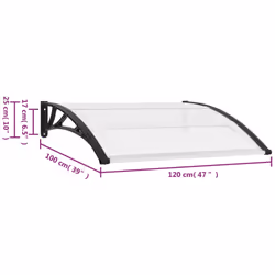 vidaXL Door Canopy 120x100cm PC Outdoor Porch Window Rain Awning Shelter Shade - Additional view 3