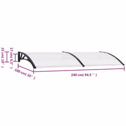 vidaXL Door Canopy 240x100cm PC Outdoor Porch Window Rain Awning Shelter Shade - Additional view 5