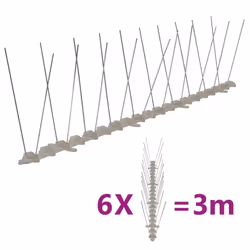vidaXL 2/4/5-row Plastic Bird & Pigeon Spikes Set Pet Repellent 6 3/20 10 m - 3 m/ 2 rows spikes
