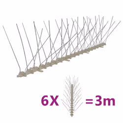 vidaXL 4-row Plastic Bird & Pigeon Spikes Set of 6 3 m Pest Control Deterrent