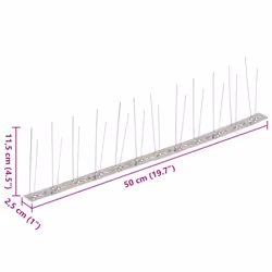 vidaXL 2/4/5-row Plastic Bird & Pigeon Spikes Set Pet Repellent Multi Sizes - 3 m/ 2 rows spikes - Additional view 6