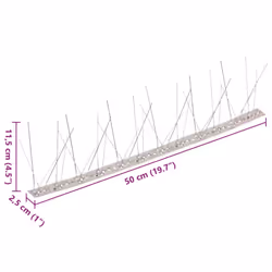 vidaXL 5-row Stainless Steel Bird & Pigeon Spikes Set of 6 3m Control Deterrent - Additional view 5
